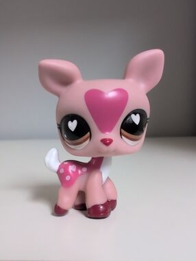 Authentic Littlest Pet Shop #158 G7 Heart Eye Pink Deer MINT Condition Collect